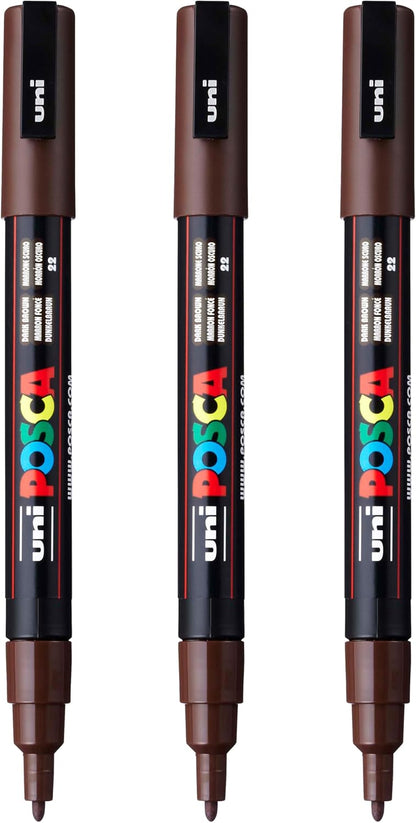 posca PC-3M Water-Based Paint Markers, Reversible Fine Tip (0.9-1.3mm), Pink, 3 Count