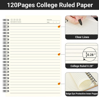 EUSOAR Spiral Lined Notebook, A5 3packs 5.5"X8.3" 120 Pages Lined Travel Notebooks Journal, Memo Notepad Sketchbook, Students College Office Business Diary Ruled Spiral Book Journal-3Colors Covers