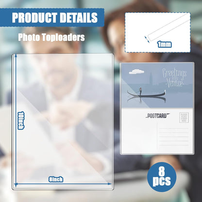 8 1/2" x 11" Rigid Print Protectors Clear Sheet Protectors Hard Plastic Paper Page Magazine Protectors for Collectors Rigid Top Loaders Document Holder Birth Certificate Protector (8)