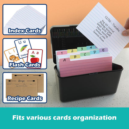 Olivo 4x6 Index Card Holder Box with 100 Cards Dividers Tabs 4"x 6", Blue