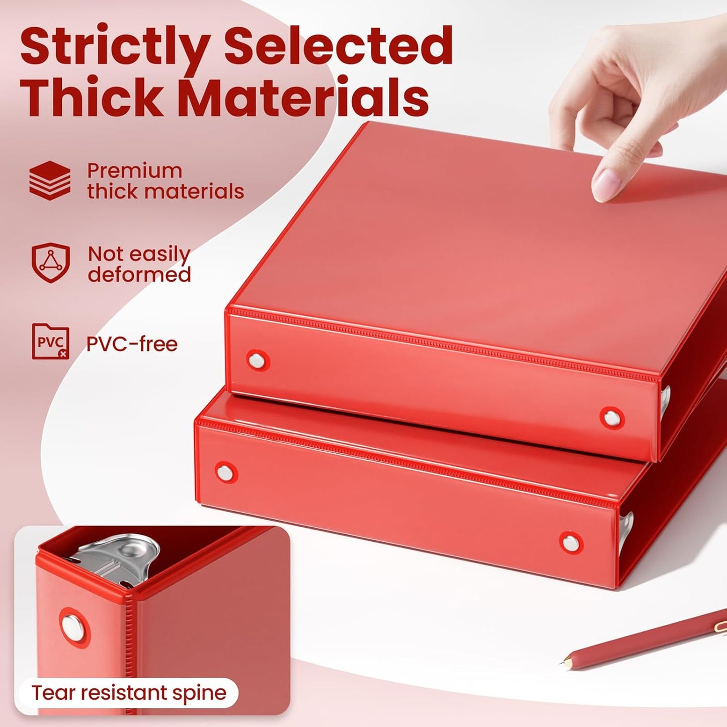 SUNEE 1 Inch Binders 3 Ring 6 Pack, Clear View Three Ring Binders PVC-Free (Fit 8.5x11 Inches) for School Binder or Office Binder Supplies, Classic 6 Colors