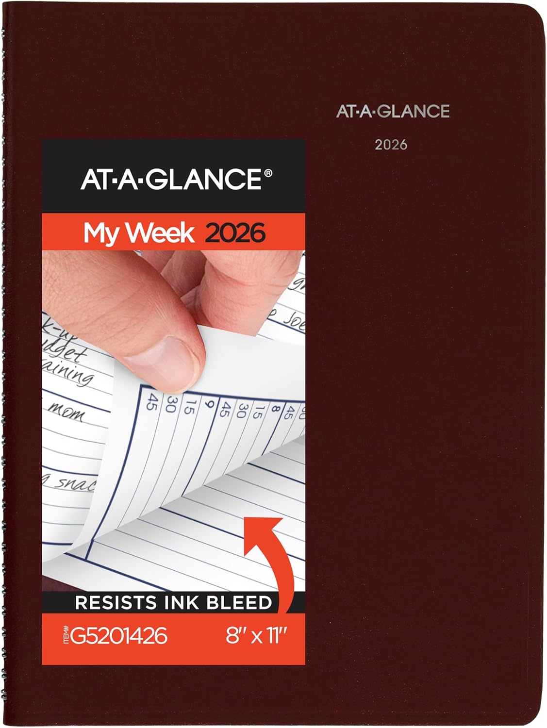 AT-A-GLANCE 2026 Appointment Book Planner, Weekly, 8" x 11", Large, Quarter-Hourly, DayMinder, Black (G5200026)