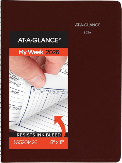 AT-A-GLANCE 2026 Appointment Book Planner, Weekly, 8" x 11", Large, Quarter-Hourly, DayMinder, Black (G5200026)