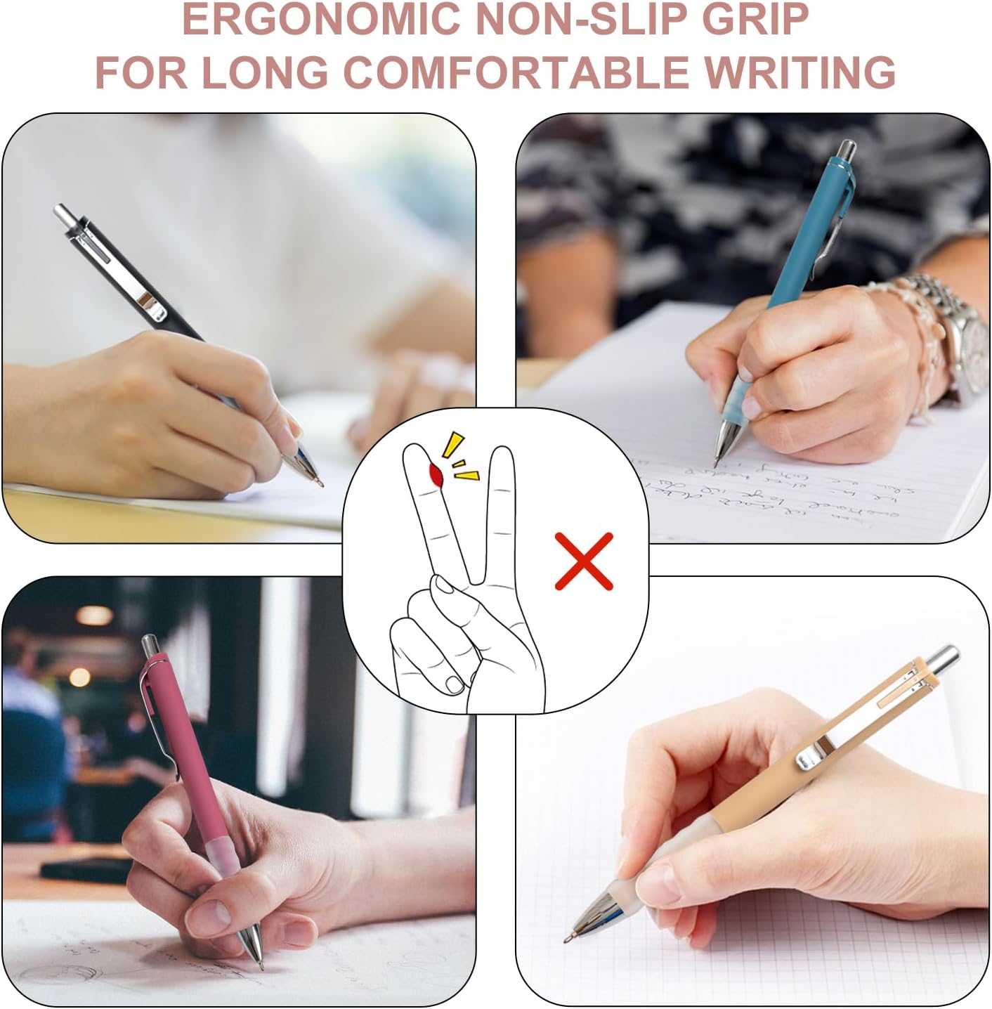 Linbsunne Ballpoint Pens Black Medium Point 1mm Pen with Super Soft Grip Ball Point Pen for Men Women Retractable Pens (gold-12 pcs)