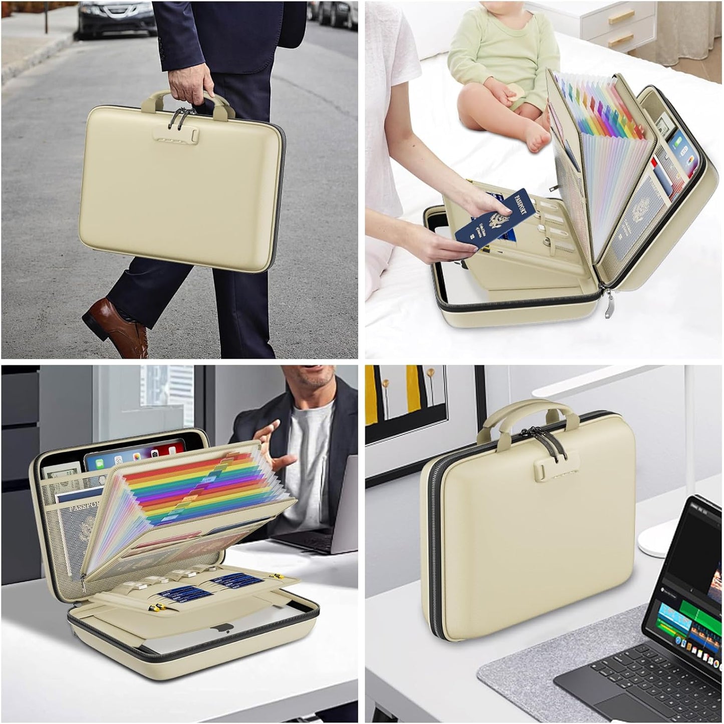DocSafe Fireproof File Organizer with Lock, Hard-Shell Case Fireproof Document Box with 13 Pocket Accordion File Folder, Portable Home Office Travel Safe Storage for Important Documents Laptop Black