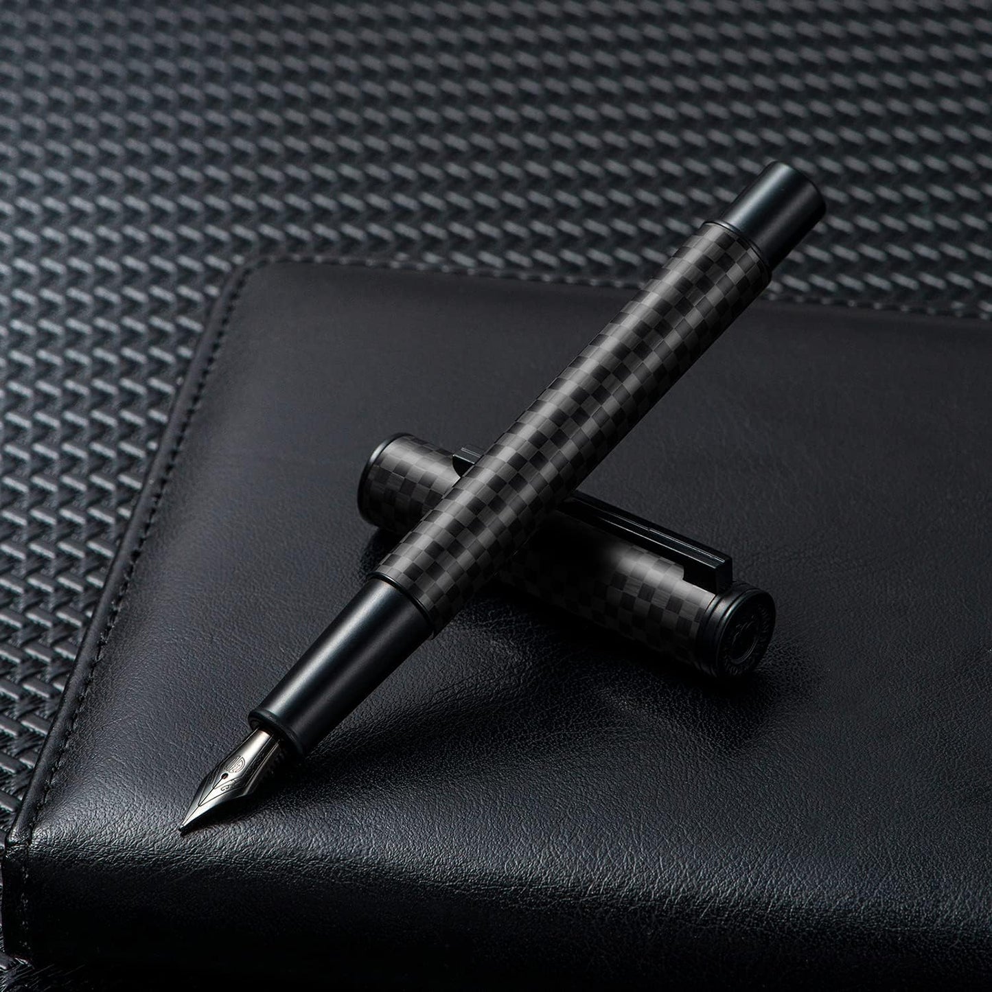 Hongdian Matte Black Forest Rollerball Pen with Schmidt Black Ink Refill, Classic Design with Metal Case for Business Signature