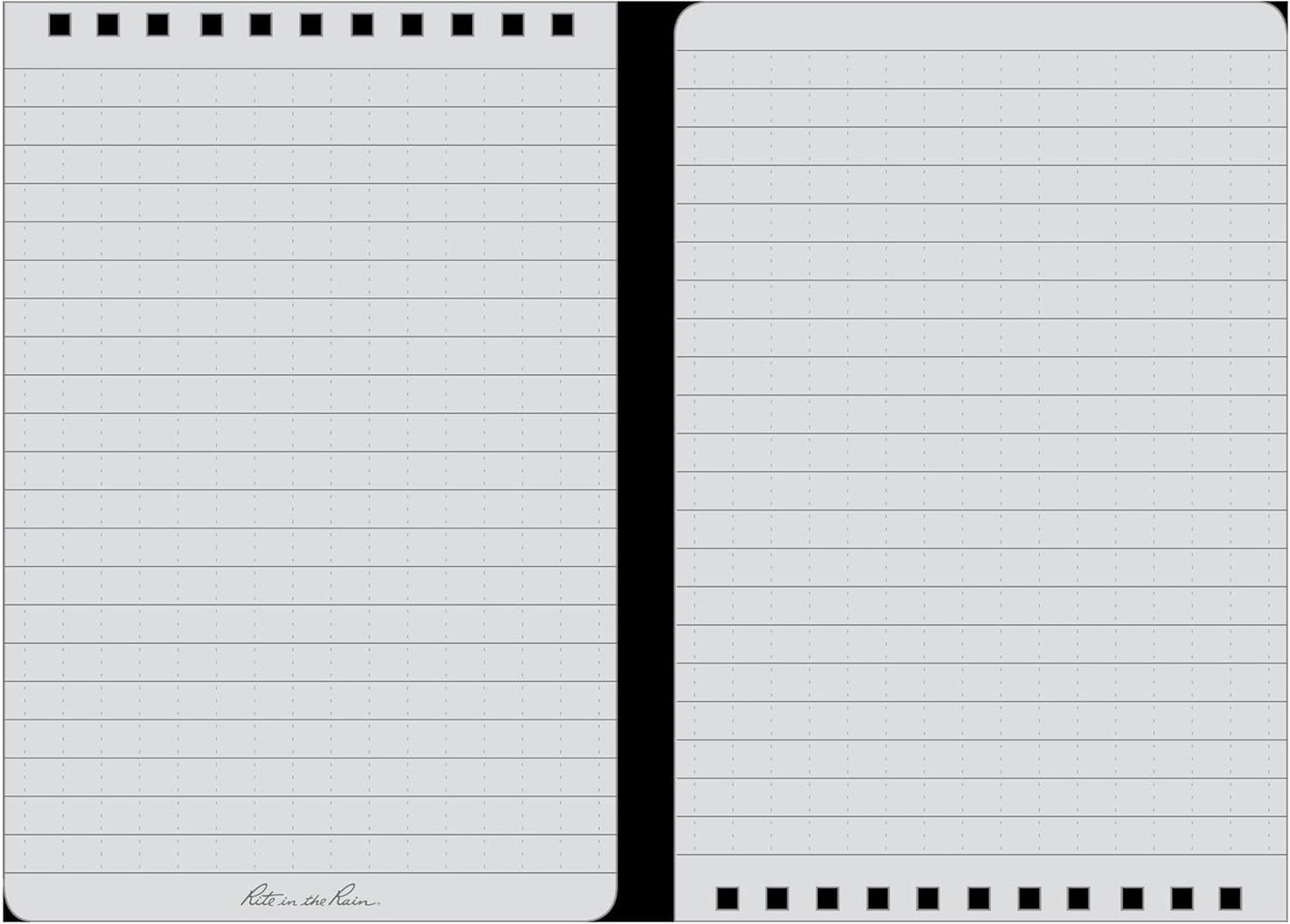 Rite in the Rain Weatherproof Top Spiral Notebook, 3" x 5", Black Cover, Universal Pattern, 3 Pack (No. 735-3X)