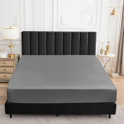 Sufdari Mattress Protector,Waterproof 18" Deep Pocket Mattress Cover Fitted Sheet Style with Elastic Rubber Band,Washable and Easy Care-Black,Queen