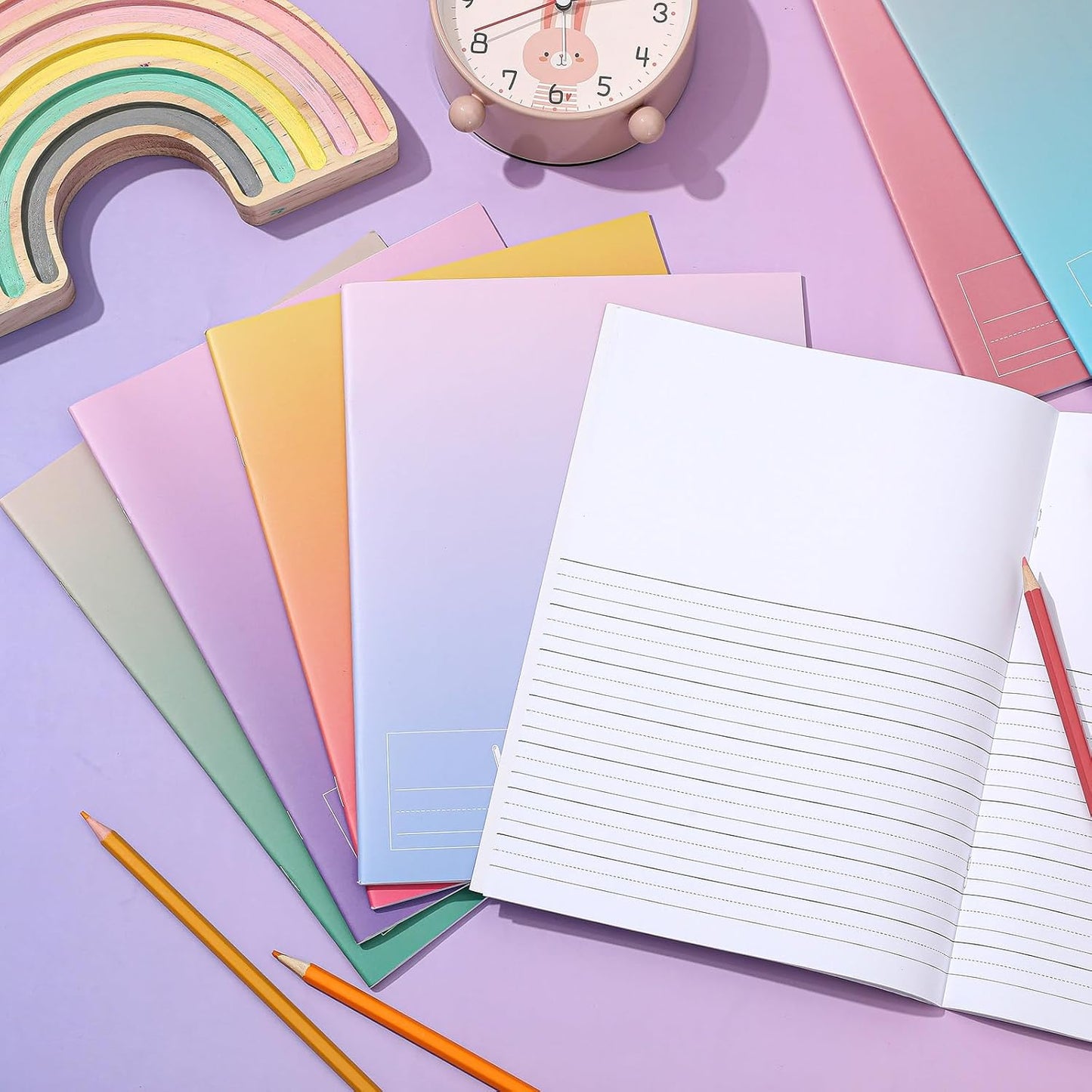 Henoyso 12 Pcs Primary Composition Notebook K-2 Primary Journal, Notebook for Kids Supplies, Bulk Blank Writing Book for Kid to Write Draw Journal 60 Page (9.8″ X 7.5″,Light Color)