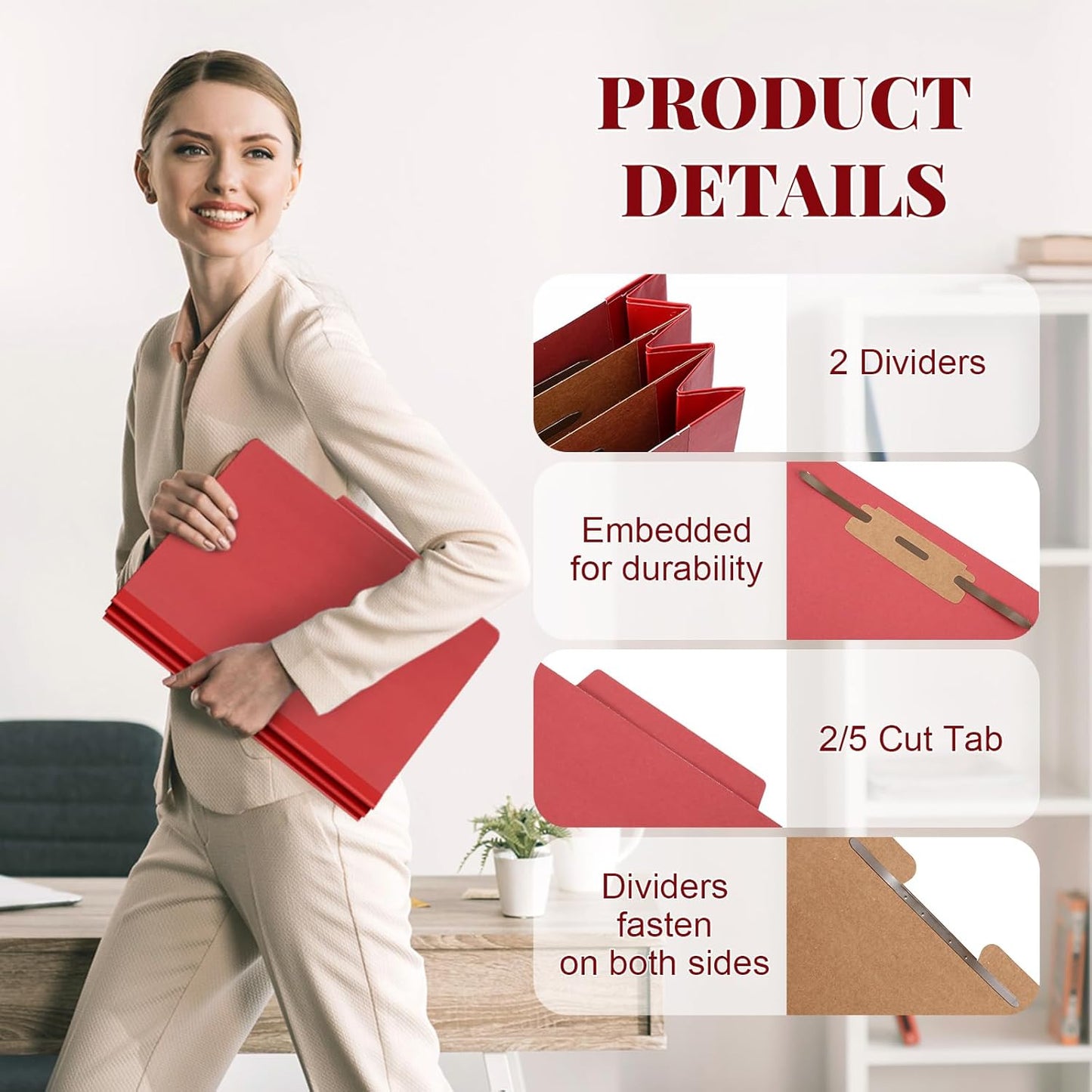 Skyygemm 12 Pcs Classification Folders Letter Size Bulk - 2 Dividers Pressboard File Folder with 3. 5 Inch Expansion, 2 Prongs Fastener, Heavy Duty Office File Organizer for Teacher Medical (Hot Pink)