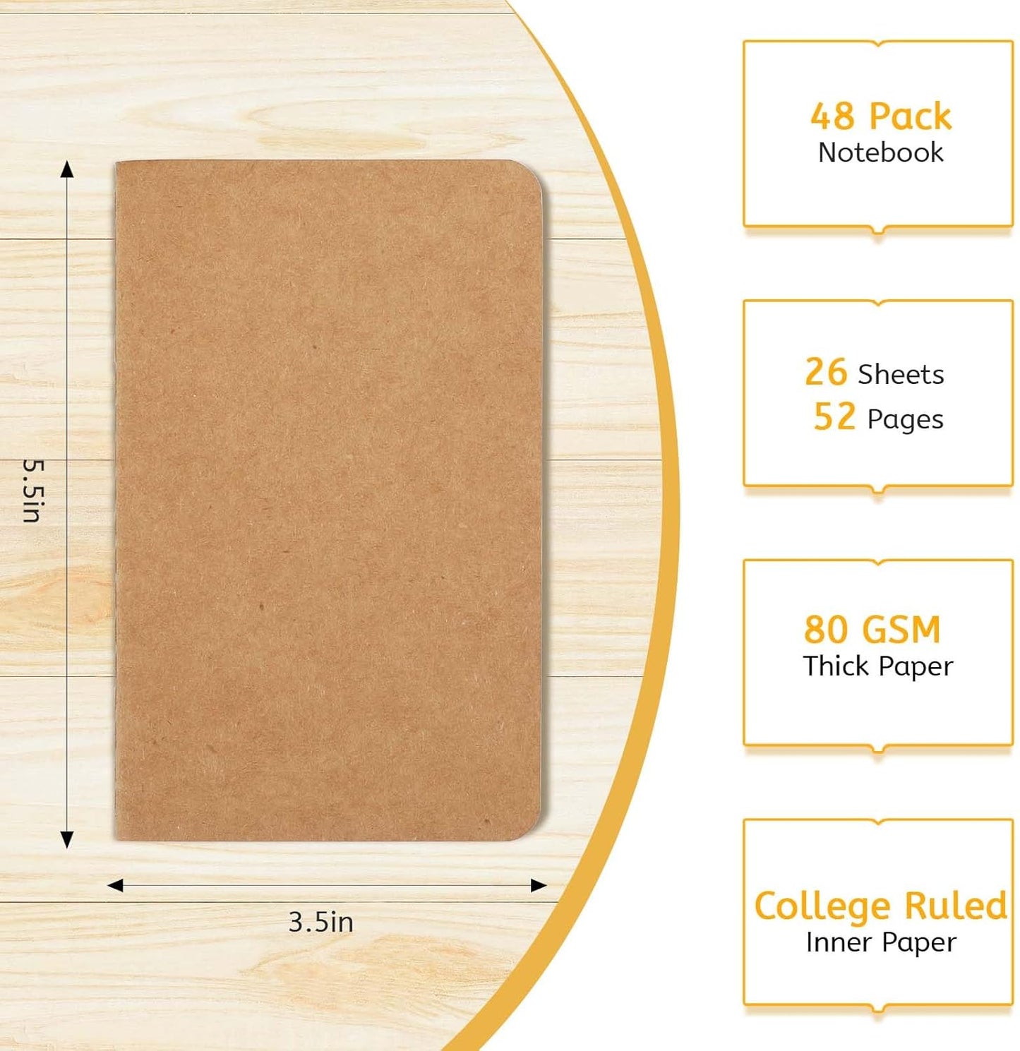 Oucaru 48PCS Pocket Notebook, 3.5" x 5.5", 8 Color, 52 Pages Blank Notebook Mini Notebook Journal, Small Notebook Memo Notepad for Students, Traveler, School Supplies