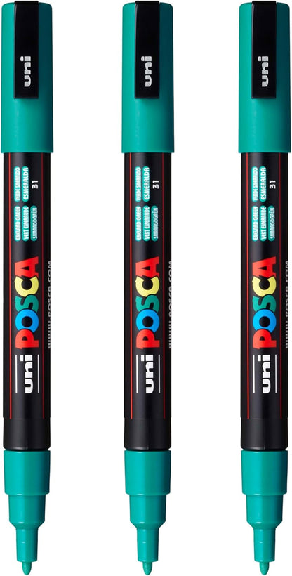 posca PC-3M Water-Based Paint Markers, Reversible Fine Tip (0.9-1.3mm), Pink, 3 Count