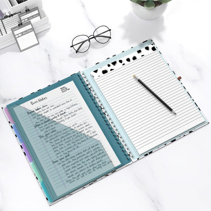 Hongri Clipboard Folio with Refillable Lined Notepad, 8.5 x 11 Folders with Storage 10 Pockets, Spiral Portfolio, Size 12.8X 9.7 in, Office & School Supplies, Skeleton