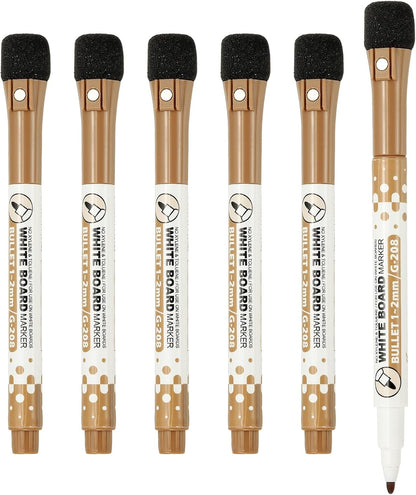 PATIKIL Magnetic Whiteboard Pen, Fine Tip Dry Erase Yellow White Board Markers with Eraser Whiteboard Calendar Supplies for Classroom Office, 6 Pcs, 1-2mm Tip