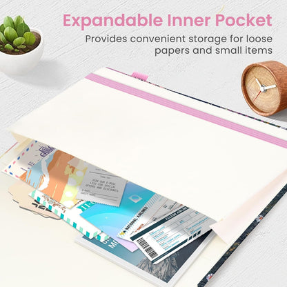 Taja Pretty Lined Journal for Women, Aesthetic Cute Hardcover Leather Journal for Writing, A5 College Ruled Notebook for Work & Note Taking, Perfect for Office School Home, 160 Pages, Meadow Flowers