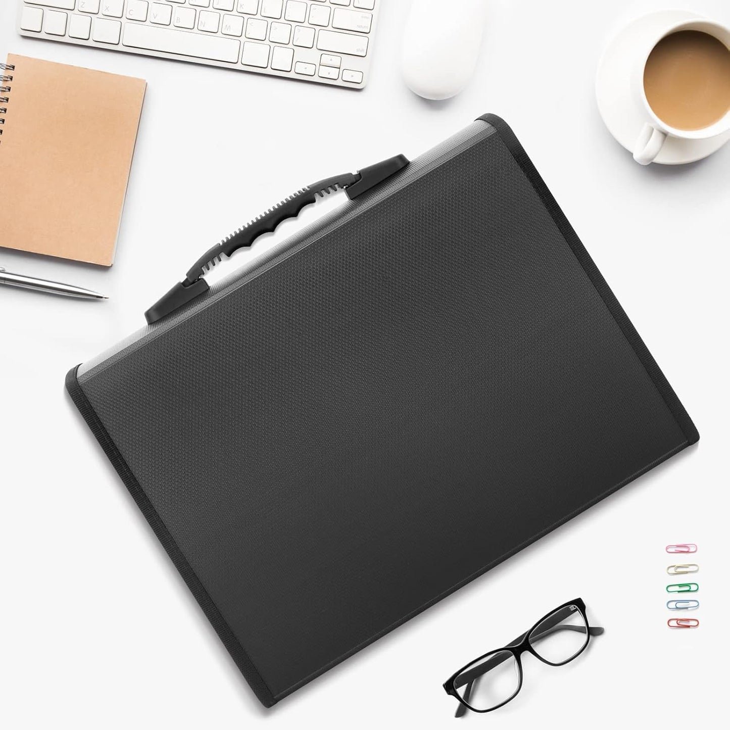 Uquelic 26 Pockets Expanding File Folder Organizer - Upgraded Durable Buckle, Accordion Folder Base with Ergonomic Portable Handle/Large A4 Letter Size Document Organizer, Folders with Pockets