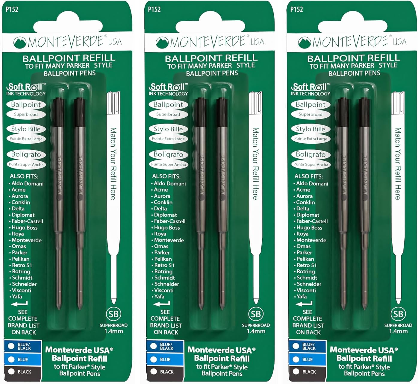 Monteverde Ballpoint Refill to Fit Parker Ballpoint Pens (P15)