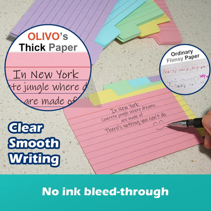 100 Pack Tabbed Index Cards 4x6 Lined Index Card Dividers with Tabs 4" x 6", Colored, 220 GSM Thick Paper