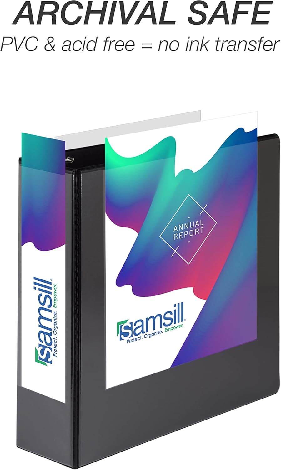 Samsill Durable 4 inch 3 Ring Binder, D Ring Binder, 100% Recycled Chipboard, Black, 2 Pack