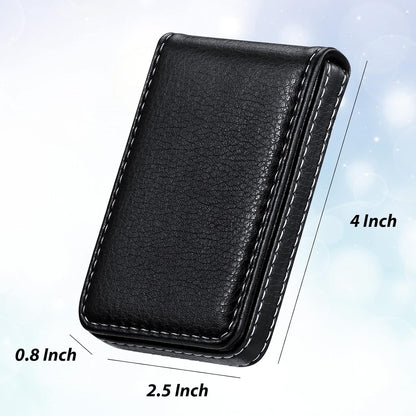 Outus 2 Pieces Business Card Holder, PU Leather Business Card Case Pocket Wallet with Magnetic Shut for Valentines Gift Men Women(Black and Coffee,Classic)