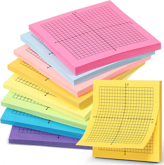 Sabary 8 Packs Graph Paper Sticky Notes 400 Sheets 3 x 3 Inch Lined Mini Graph Pads 20 x 20 Four Quadrant Adhesive Grid Sticky Notes for Office School Math Supplies(8 Pads)