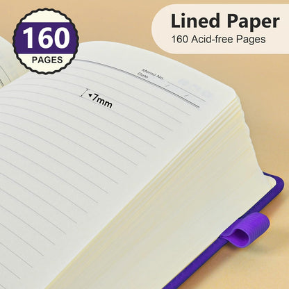 PERCUN Graph Paper Notebook, 160 Pages Grid Journal for women & men, A5 Hardcover Leather Graphing Notebook for School, Work, Travel, Note Taking 5.9”x8.5” (Black)