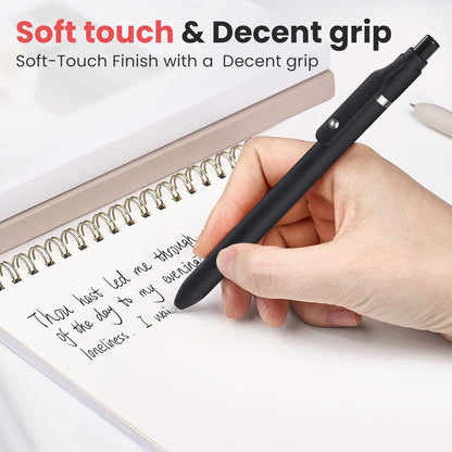 Sooez Ballpoint Pens Retractable, 12 Pack Black Pens ballpoint with Comfort Grip, Smooth Writing Fidge Pen for Journaling, Cute Office and School Supplies Bulk Pens, 1.0mm Medium Point Black ink