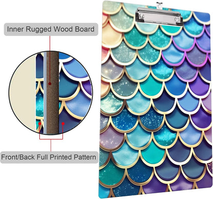 Fashion Clipboard, A4 Letter Size Wooden Decorative Clipboards for Teacher, Nurse, Doctor,Student and Kids, Cute Design for Standard Size 12.2" x 8.9" (C-Pink Purple Marble)