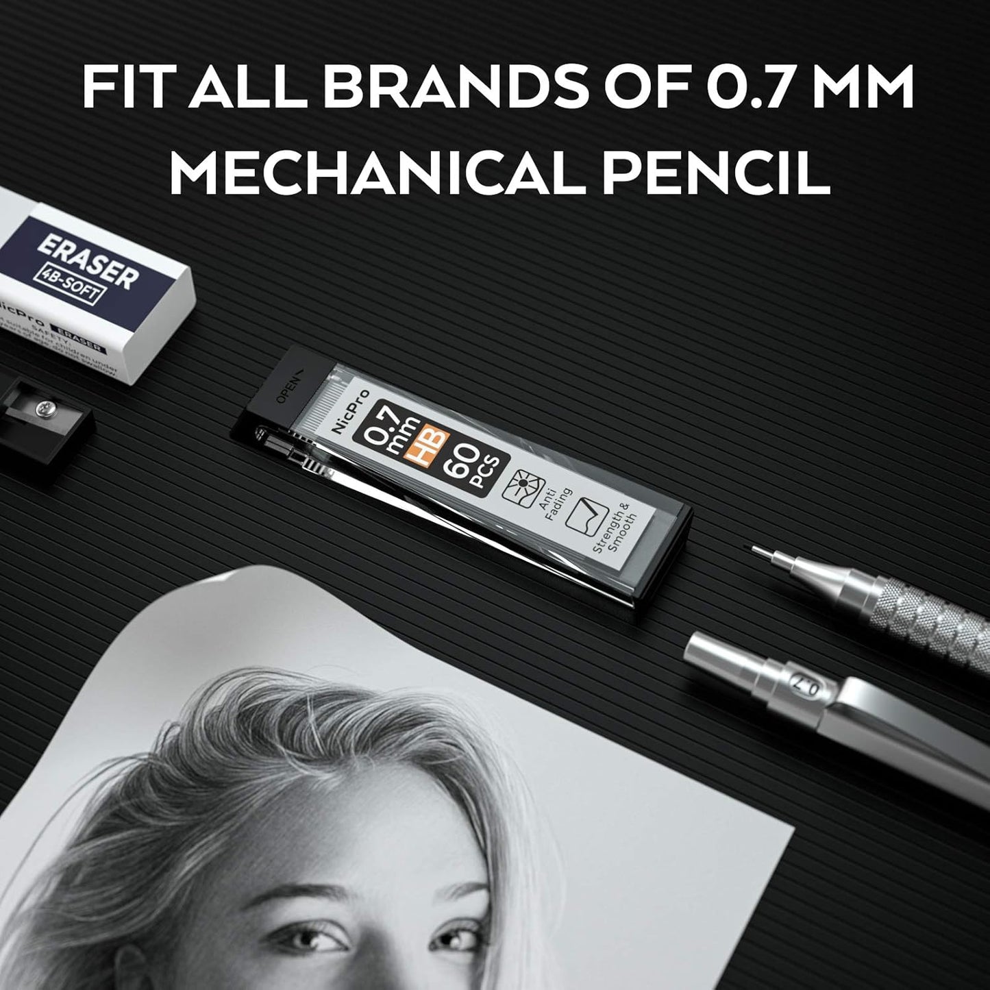Nicpro 600 PCS Lead Refills 0.5mm HB #2 Break Resistant Mechanical Pencil Refills 0.5 mm, 60 Pack Per Tube, 10 Tubes