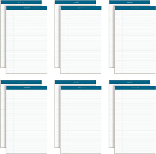 TOPS Docket Writing Pads, 8-1/2" x 14", Legal Rule, White Paper, 50 Sheets, 12 Pack (63590)
