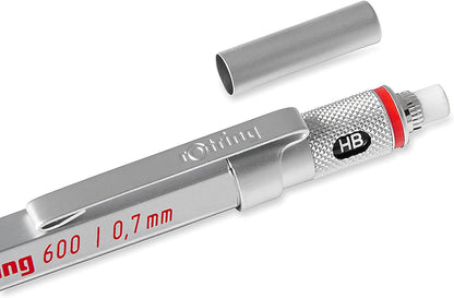 rOtring 600 Mechanical Pencil, 0.7 mm Lead, Silver Metal Barrel - For Technical Writing, Drawing, Sketching
