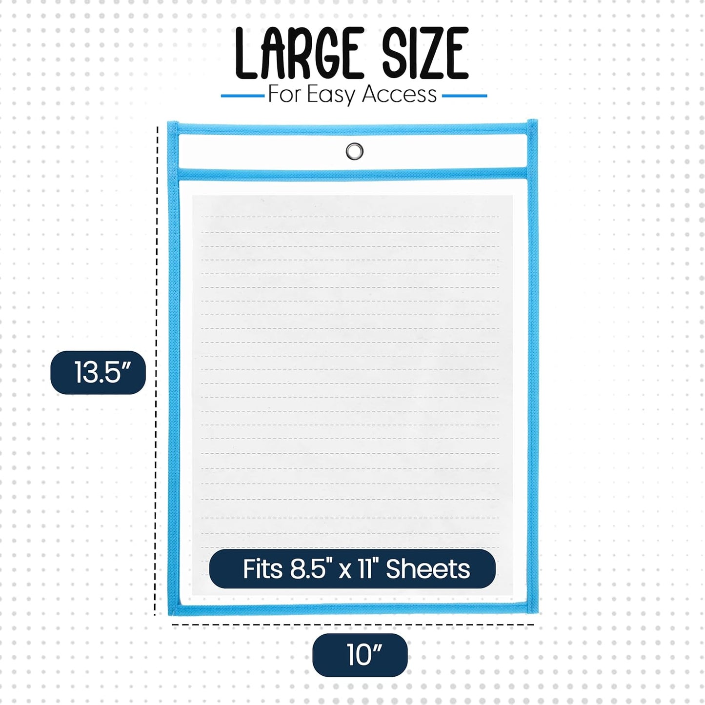Essex Wares - 6 Pack, Assorted, Dry Erase Pocket Document Protectors, 10" Wide x 13.5" Tall- Dry Erase Clear Plastic Sleeves - Reusable & Easy Erase Plastic Invoice Holders, Water-Resistant & Durable