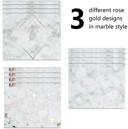 Y YOMA 12 Pack Rose Gold Hanging File Folders Letter Size Decorative File Folder Cute Pretty Hanging Folder Organizer for Filing Cabinet Office Home with 1/5-Cut Adjustable Tabs, 3 Gold Foil Design