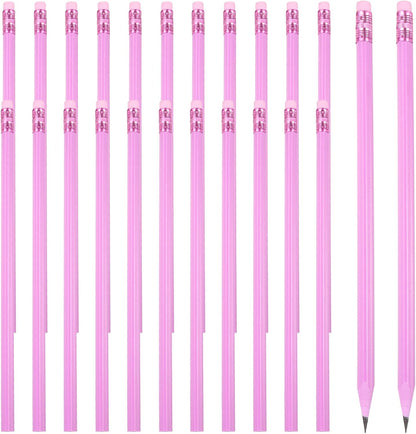 PATIKIL Round Pencils, 24 Pcs Triangle HB Graphite Pencil Wooden Pencils with Eraser for Classroom Office Writing Drawing Supplies, White