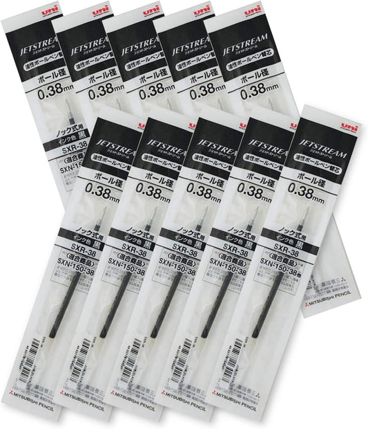 Uni-ball Jetstream Fine Point Roller Ball Pens Refills for Standard Pen Type -0.38mm-black Ink-value Set of 10