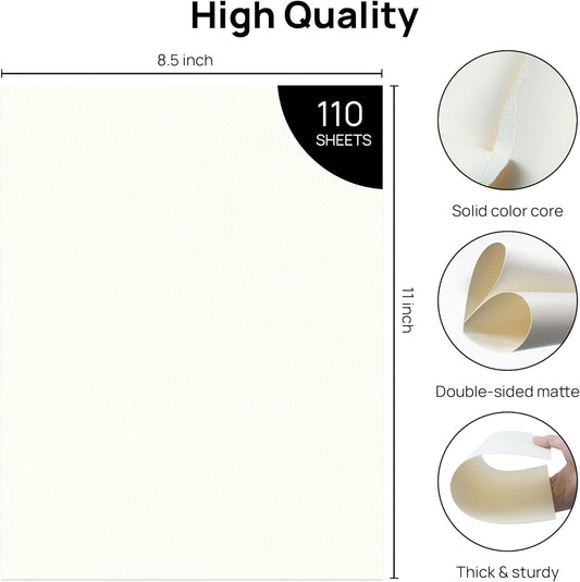 JOYIT 110 Sheets White Cardstock 8.5 x 11 Inch - Thick Heavy Card Stock 85LB/230GSM Cardstock Printer Paper for Cards Making, Craft, Invitations, DIY, Drawing (White, 8.5 x 11'')