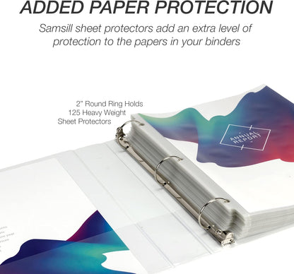 Samsill 1.5 Inch 3 Ring Binders, Economy Round Ring, Clear View Cover, 325 Sheet Capacity - for School, Home, Office - White, 4 Pack