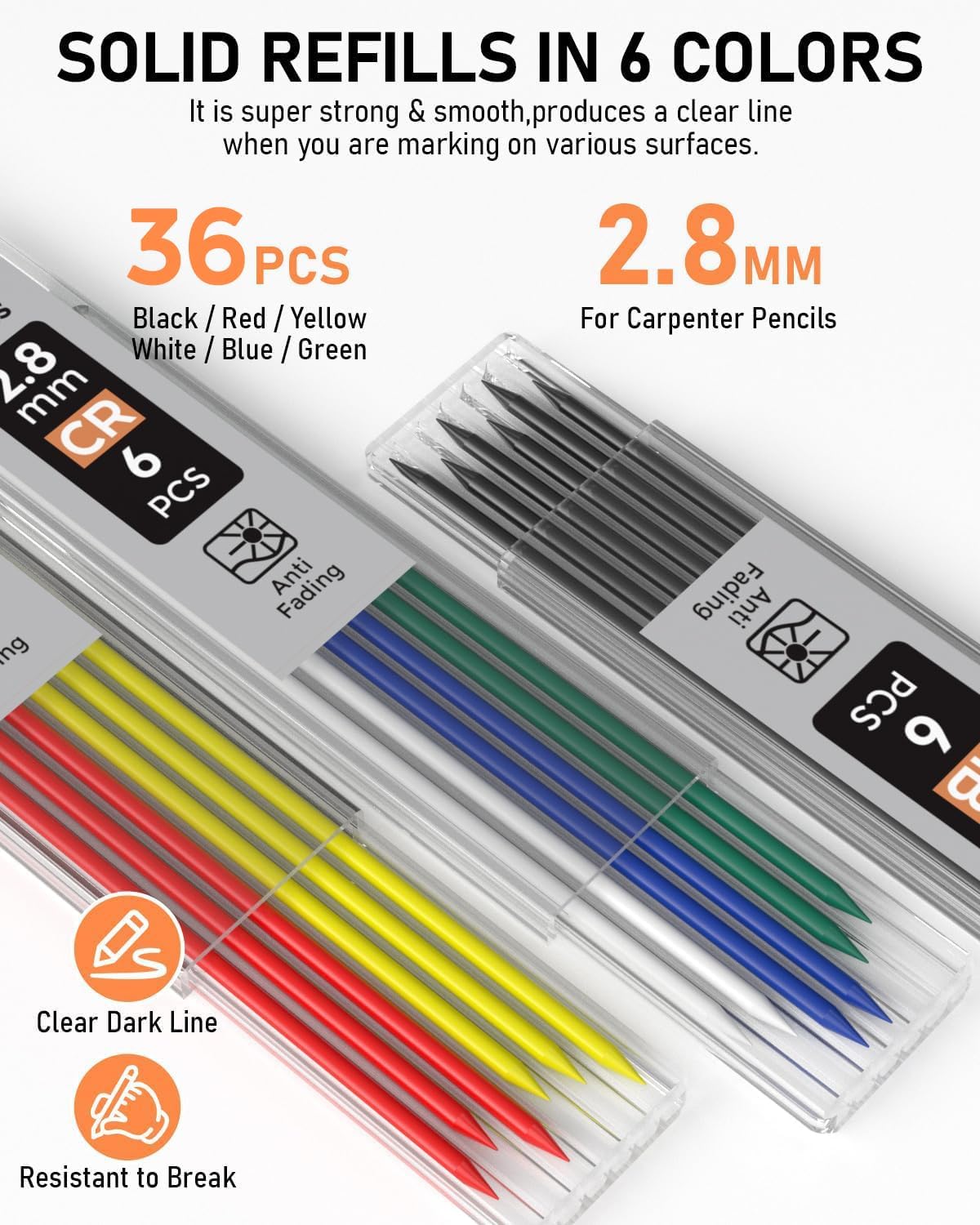 Nicpro Carpenter Pencil with Sharpener, Mechanical Pencils Set with 26 Refills, Deep Hole Marker for Construction, Heavy Duty Woodworking Tools for Architect (Black, Red) - With Case