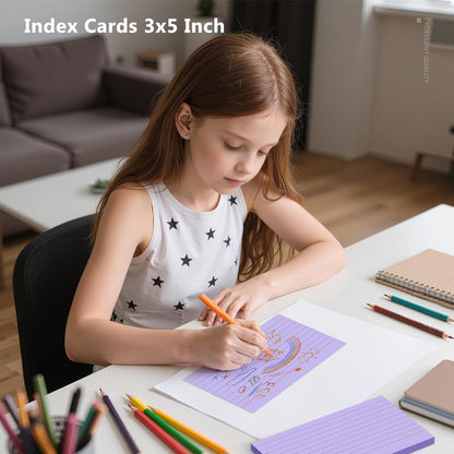 600 Count Index Cards 3 x 5 Inch Green Lined Flash Cards Ideal for Studying and To-do-List, Portable Note Cards Taking for Students and Teachers, Flash Card Styled for Home, Office or School Use