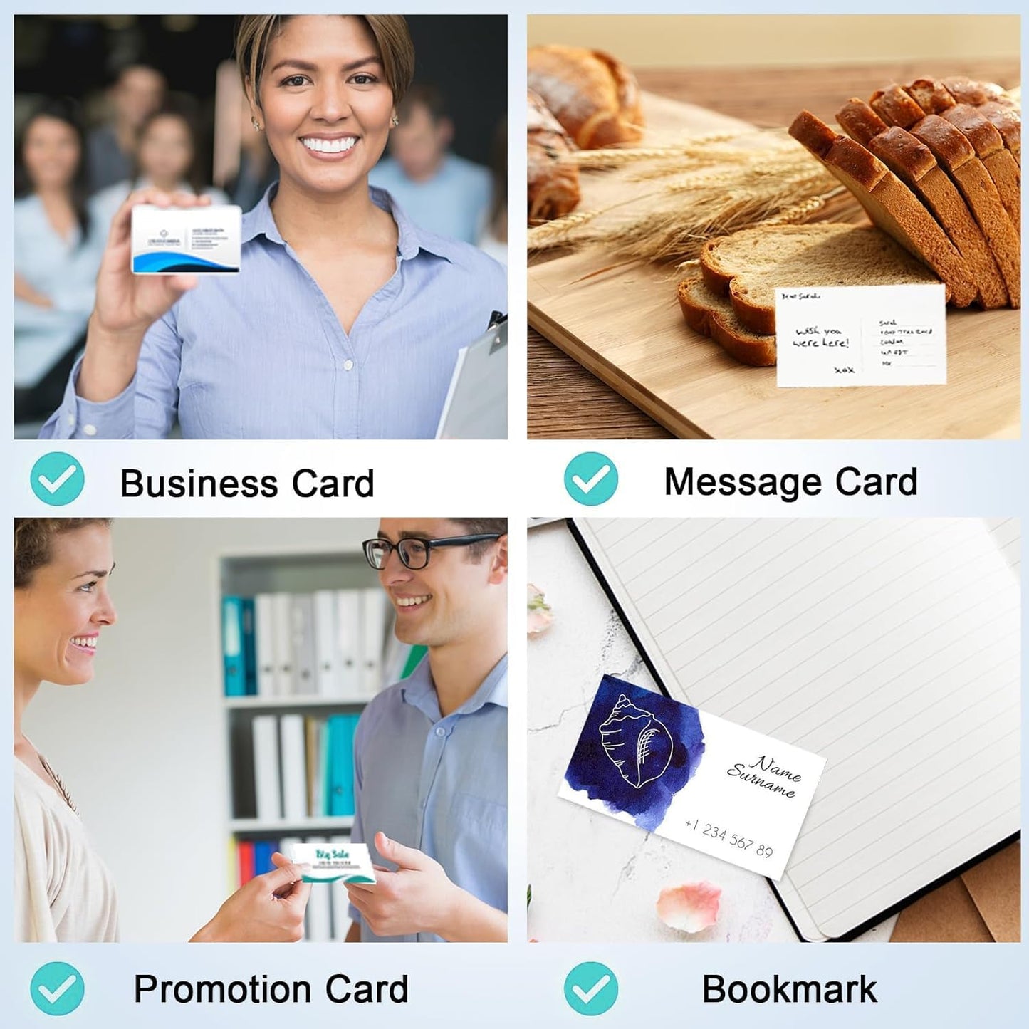 Thick Business Cards 200 Printable Business Card, 3.5" x 2" Business Card Paper Compatible with Laser & Inkjet Printer, Double-sided Printing, Heavyweight, Matte White Paper, (10 Cards/Sheet)