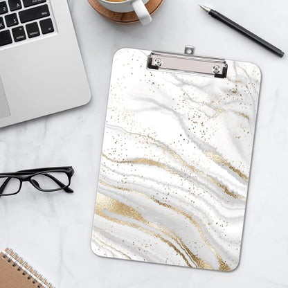 Hongri Plastic Cute Clipboard, Letter Size for Students, Teacher, Woman and Kids, Low Profile Clip, Decorative Pattern, Size 9 x 12.5 in, Dream Marble