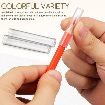 Gatuida 10pcs Plastic Pencil Caps Clear Pencil Tip Protector Cover Wooden Pen Extender Holders For Classroom School Office Student Supplies