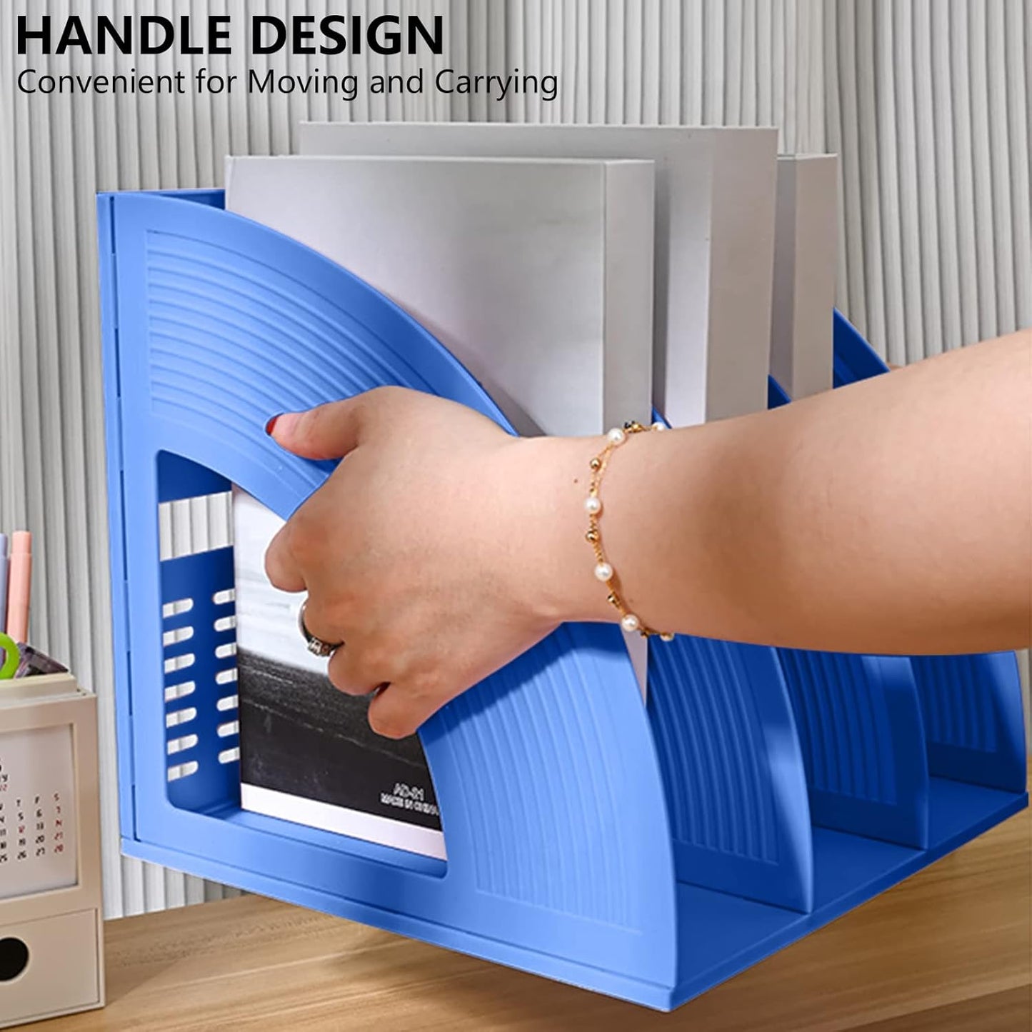 Marte Vanci Magazine File Holder Vertical PP Folder Book Desktop Organizer Plastic Storage Sturdy Vertical 4 Section Folder (Purple)