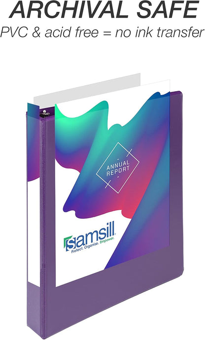 Samsill Durable 4 inch 3 Ring Binder, D Ring Binder, 100% Recycled Chipboard, Black, 2 Pack