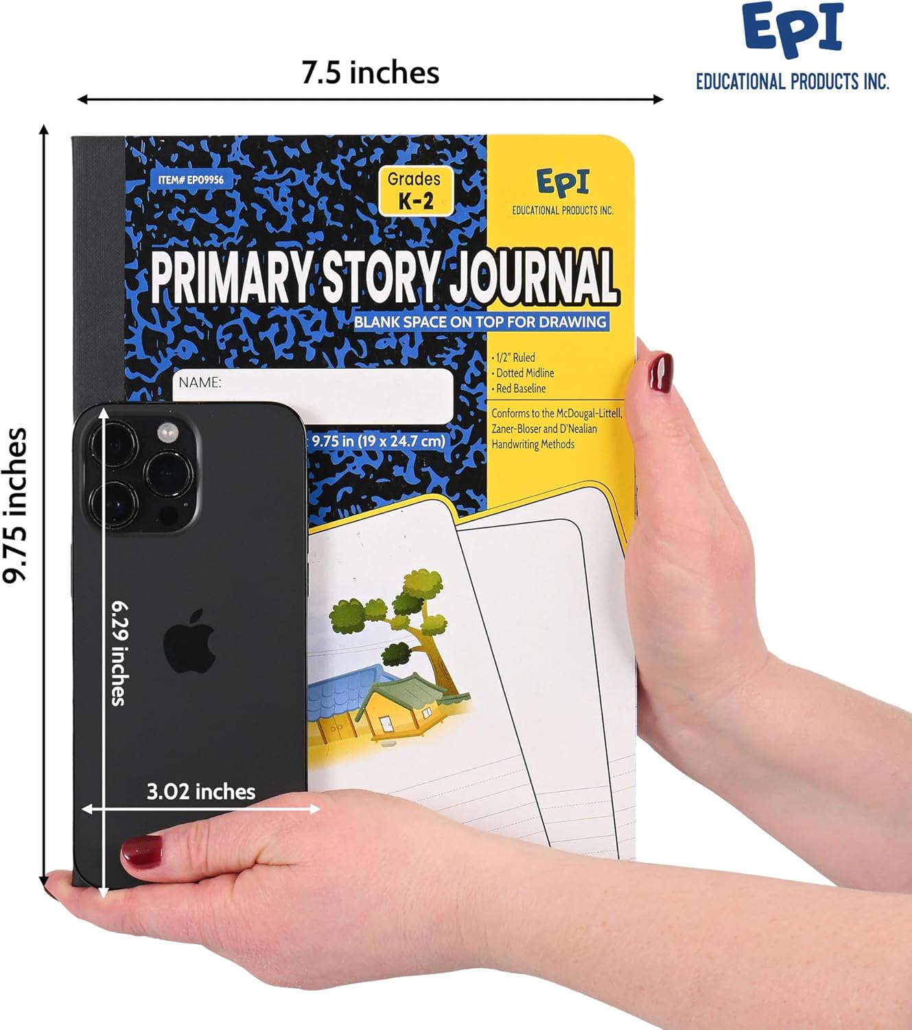 48 Pack - EPI Marble Hardcover Wide Ruled Composition Notebook | 200 Pages (100 Sheets), 9.75 x 7.5 in, Sturdy Sewn Binding | School, Office, Journaling, Notes