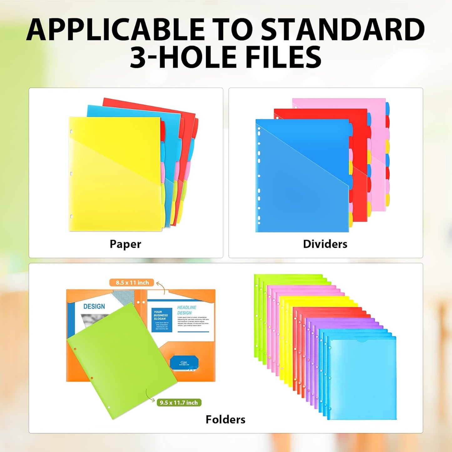 WOT I 1 Inch Telescoping 3 Ring Binder 4 Pack, Expandable Flexible Binder with Customizable Front Cover & Clear Catalog Pocket, Holds 225 Sheets, School Office Supplies, White