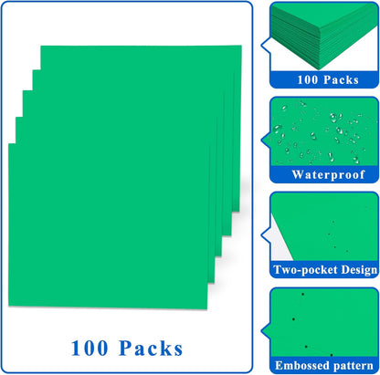 Zzrywuty 50 Packs Two Pocket File Folders with Business Card Slot,Textured Paper,Letter Size,Holds 100 Plus Sheets for School,Office,Business,Royal Blue