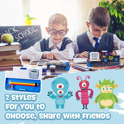 Henoyso Multifunctional Pencil Box for Girls Butterfly Pencil Case with Calculator and Sharpener Cool Cute Pencilcase School Supplies Essentials Christmas Birthday Gift Present for Kids Teens