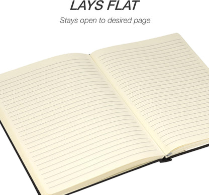 Samsill Large Hardcover Notebook, 240 Lined Notebook Pages, Black, 7.5 x 10 Inch