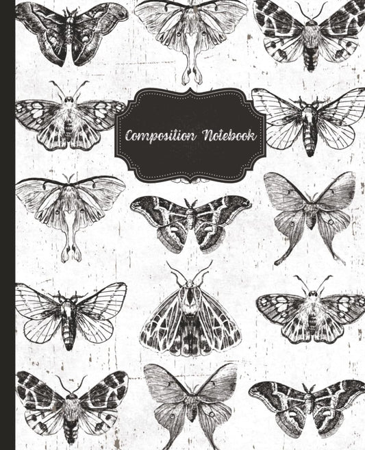 Composition Notebook: Vintage Moth Illustration | Winged Insect with Antique Aesthetic | College Ruled Notebook